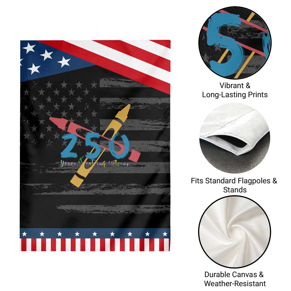 250 Years of Eating Crayons Garden Flag Funny Military Crayon Joke Veterans Marines