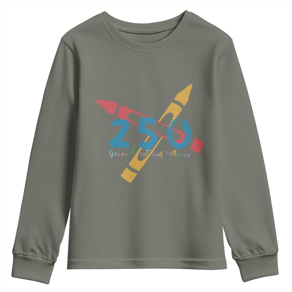 250 Years of Eating Crayons Youth Sweatshirt Funny Military Crayon Joke Veterans Marines - Wonder Print Shop
