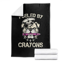 Fueled by Crayons Bulldog Throw Blanket Funny Military Crayon Eater Gift for Veterans - Wonder Print Shop