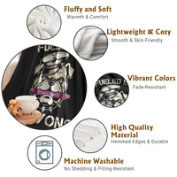 Fueled by Crayons Bulldog Throw Blanket Funny Military Crayon Eater Gift for Veterans - Wonder Print Shop