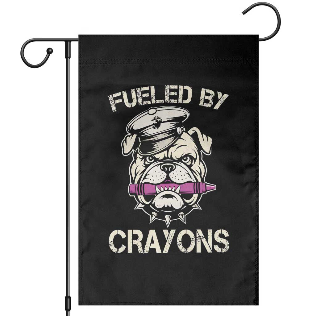 Fueled by Crayons Bulldog Garden Flag Funny Military Crayon Eater Gift for Veterans - Wonder Print Shop