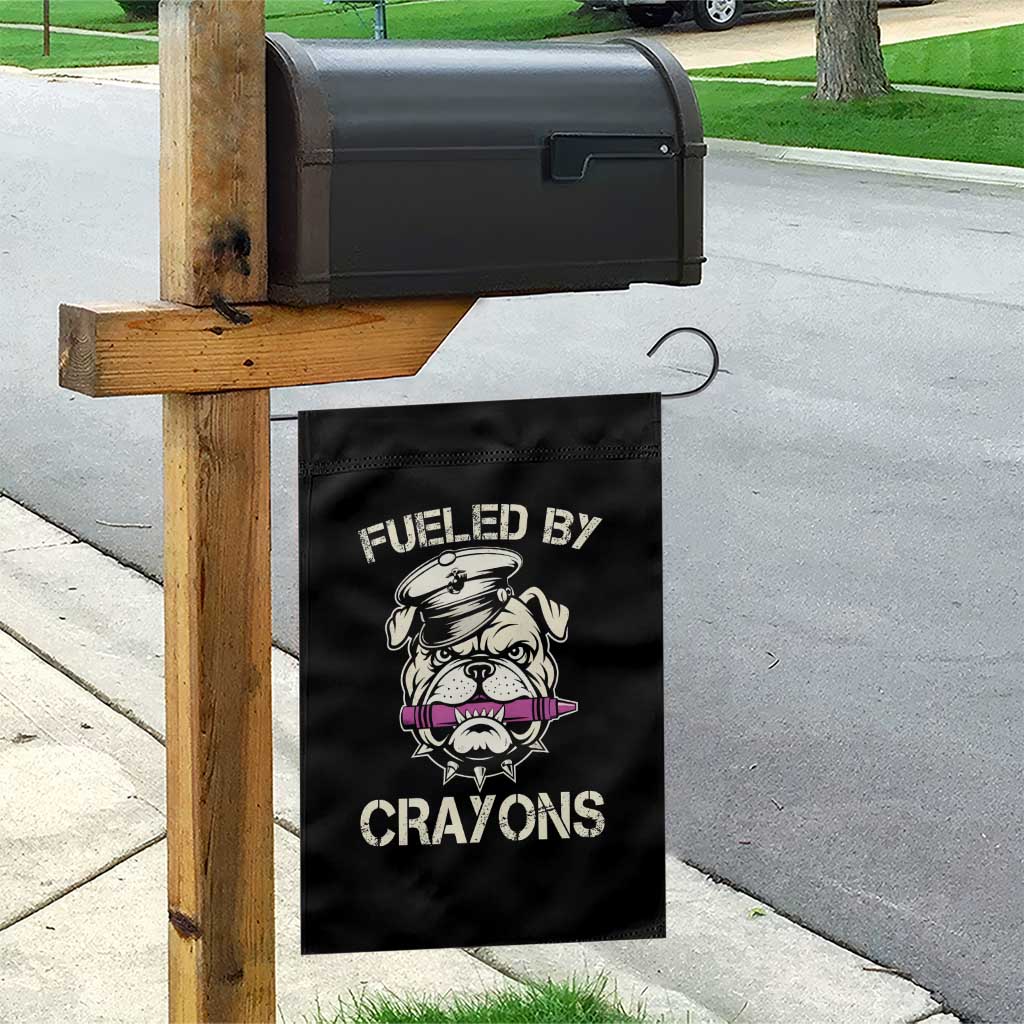 Fueled by Crayons Bulldog Garden Flag Funny Military Crayon Eater Gift for Veterans - Wonder Print Shop