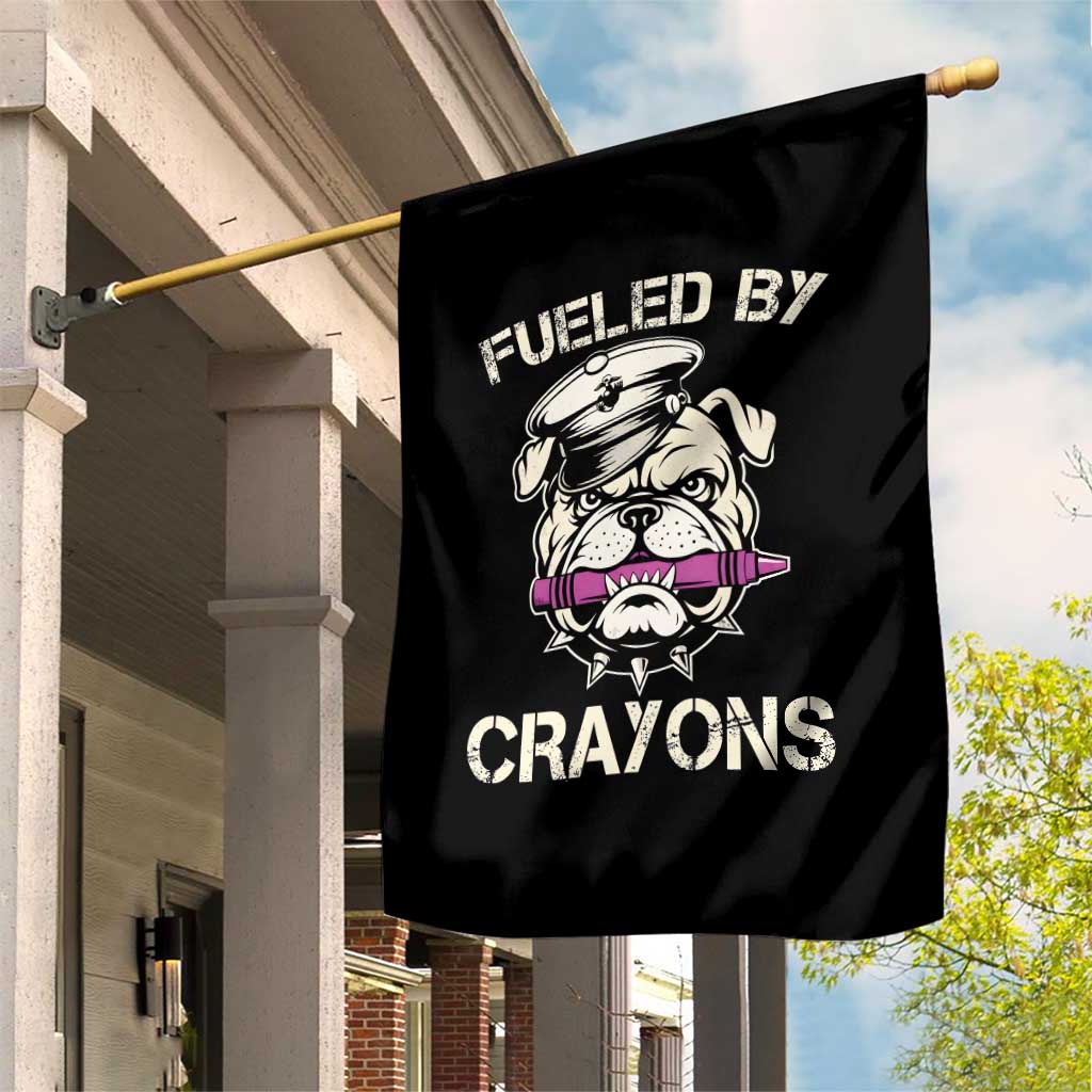 Fueled by Crayons Bulldog Garden Flag Funny Military Crayon Eater Gift for Veterans - Wonder Print Shop