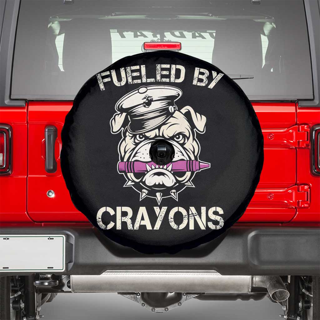 Fueled by Crayons Bulldog Spare Tire Cover Funny Military Crayon Eater Gift for Veterans - Wonder Print Shop