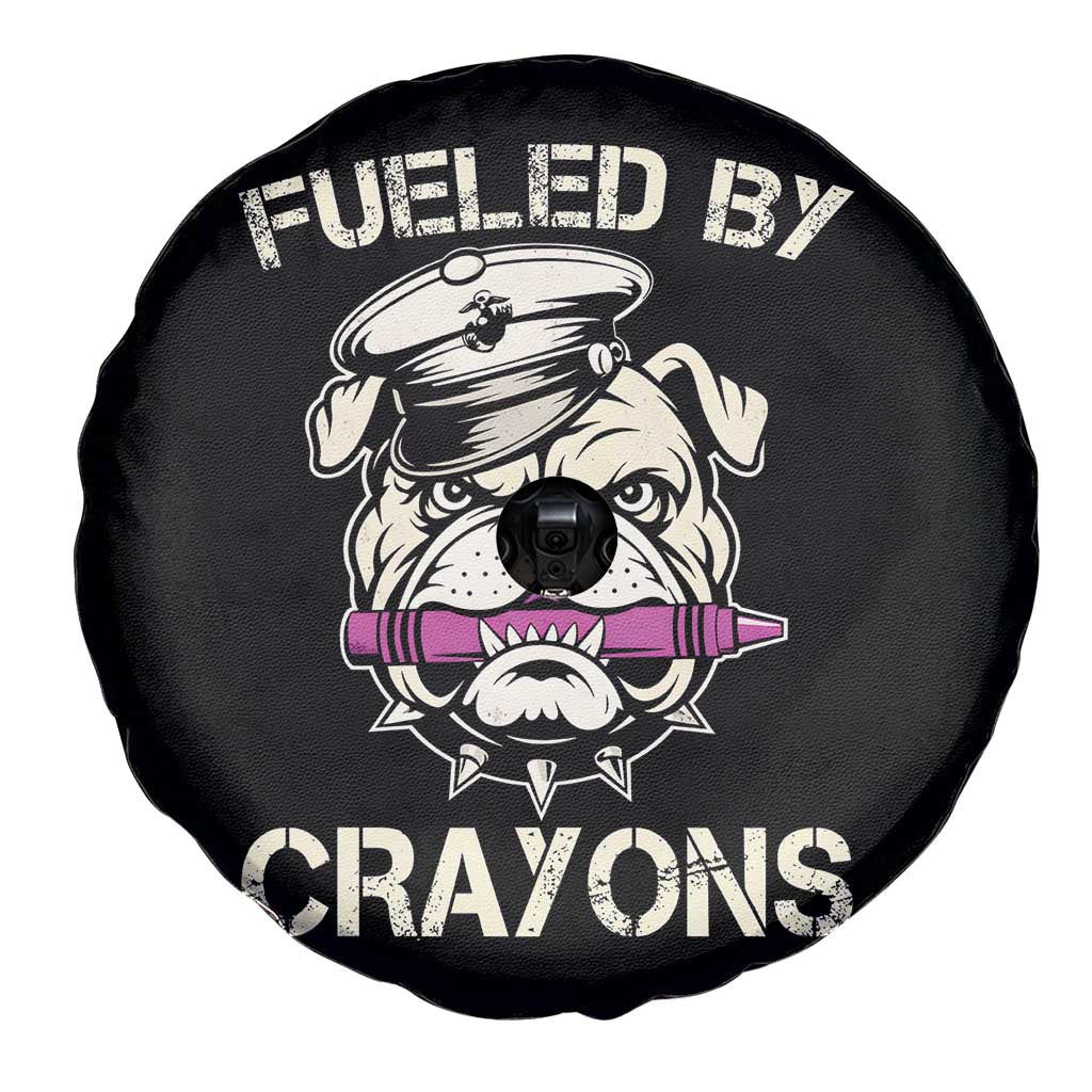 Fueled by Crayons Bulldog Spare Tire Cover Funny Military Crayon Eater Gift for Veterans - Wonder Print Shop