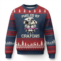 Fueled by Crayons Bulldog Ugly Christmas Sweater Funny Military Crayon Eater Gift for Veterans - Wonder Print Shop