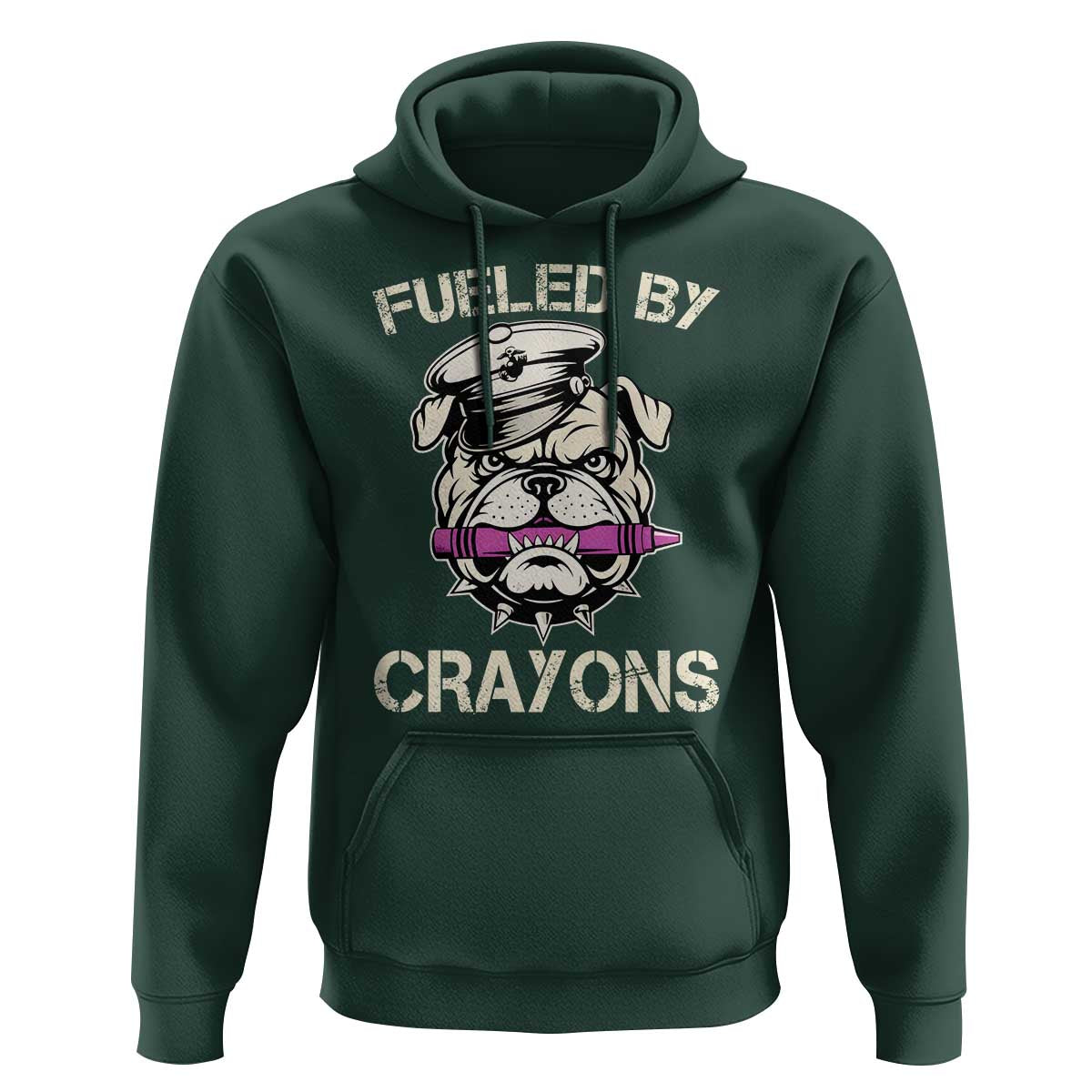 Fueled by Crayons Bulldog Hoodie Funny Military Crayon Eater Gift for Veterans - Wonder Print Shop
