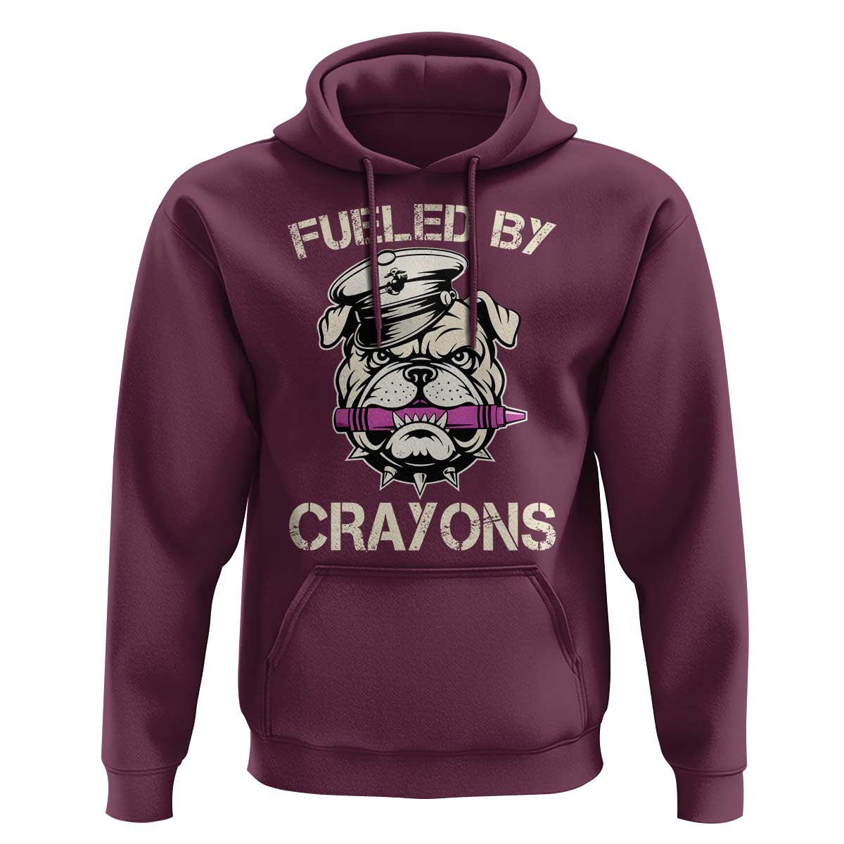 Fueled by Crayons Bulldog Hoodie Funny Military Crayon Eater Gift for Veterans - Wonder Print Shop