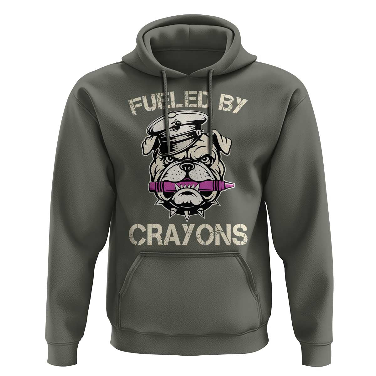 Fueled by Crayons Bulldog Hoodie Funny Military Crayon Eater Gift for Veterans - Wonder Print Shop