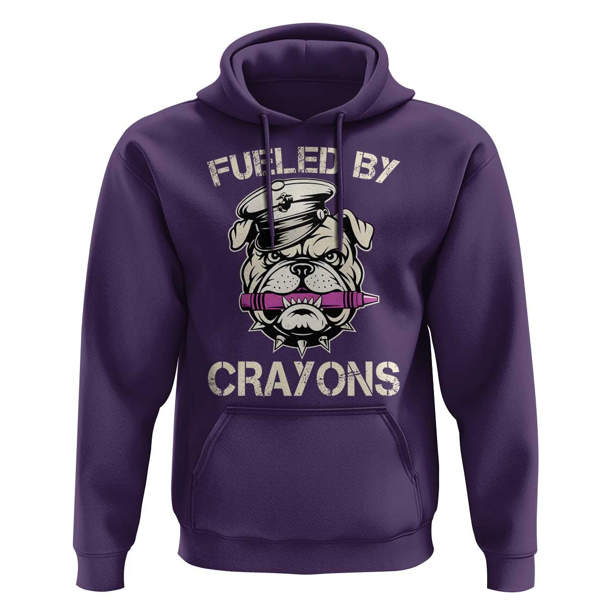 Fueled by Crayons Bulldog Hoodie Funny Military Crayon Eater Gift for Veterans - Wonder Print Shop