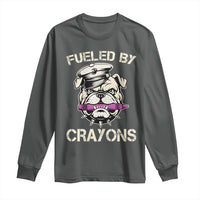 Fueled by Crayons Bulldog Long Sleeve Shirt Funny Military Crayon Eater Gift for Veterans - Wonder Print Shop