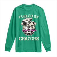Fueled by Crayons Bulldog Long Sleeve Shirt Funny Military Crayon Eater Gift for Veterans - Wonder Print Shop