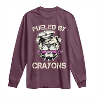 Fueled by Crayons Bulldog Long Sleeve Shirt Funny Military Crayon Eater Gift for Veterans - Wonder Print Shop