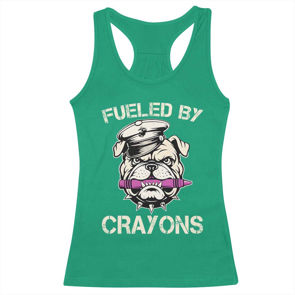 Fueled by Crayons Bulldog Racerback Tank Top Funny Military Crayon Eater Gift for Veterans - Wonder Print Shop