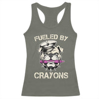 Fueled by Crayons Bulldog Racerback Tank Top Funny Military Crayon Eater Gift for Veterans - Wonder Print Shop