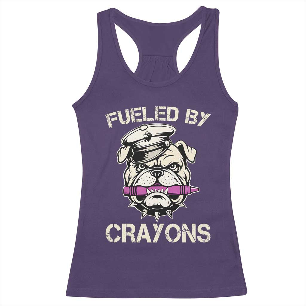 Fueled by Crayons Bulldog Racerback Tank Top Funny Military Crayon Eater Gift for Veterans - Wonder Print Shop