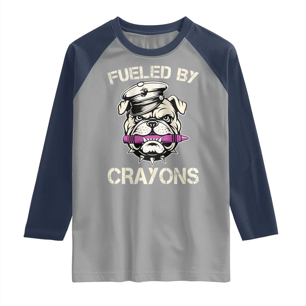 Fueled by Crayons Bulldog Raglan Shirt Funny Military Crayon Eater Gift for Veterans - Wonder Print Shop