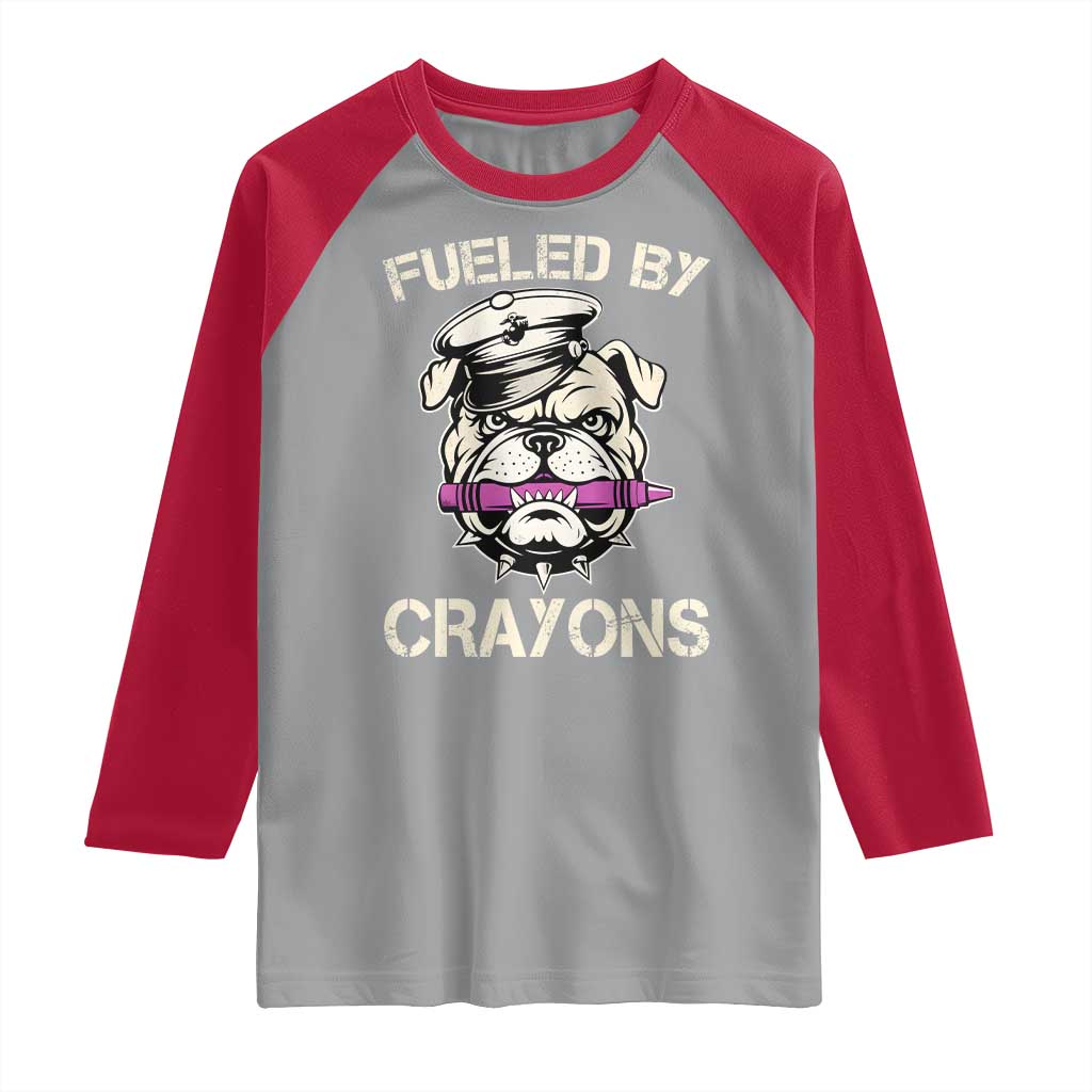 Fueled by Crayons Bulldog Raglan Shirt Funny Military Crayon Eater Gift for Veterans - Wonder Print Shop
