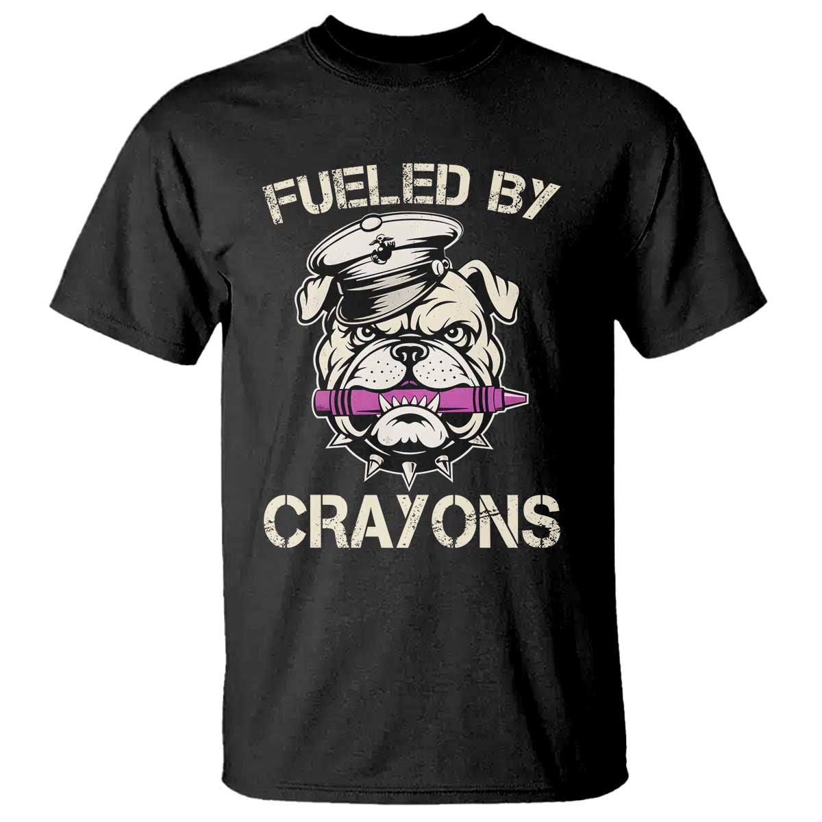 Fueled by Crayons Bulldog T Shirt Funny Military Crayon Eater Gift for Veterans - Wonder Print Shop