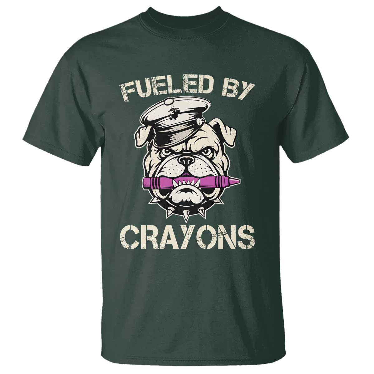 Fueled by Crayons Bulldog T Shirt Funny Military Crayon Eater Gift for Veterans - Wonder Print Shop