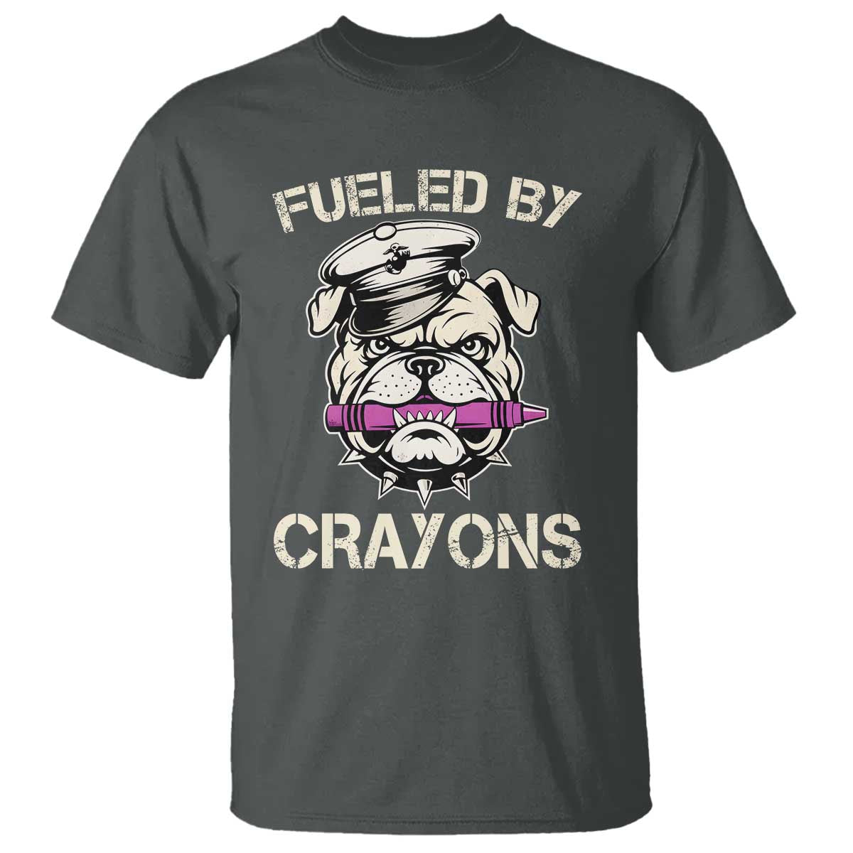 Fueled by Crayons Bulldog T Shirt Funny Military Crayon Eater Gift for Veterans - Wonder Print Shop