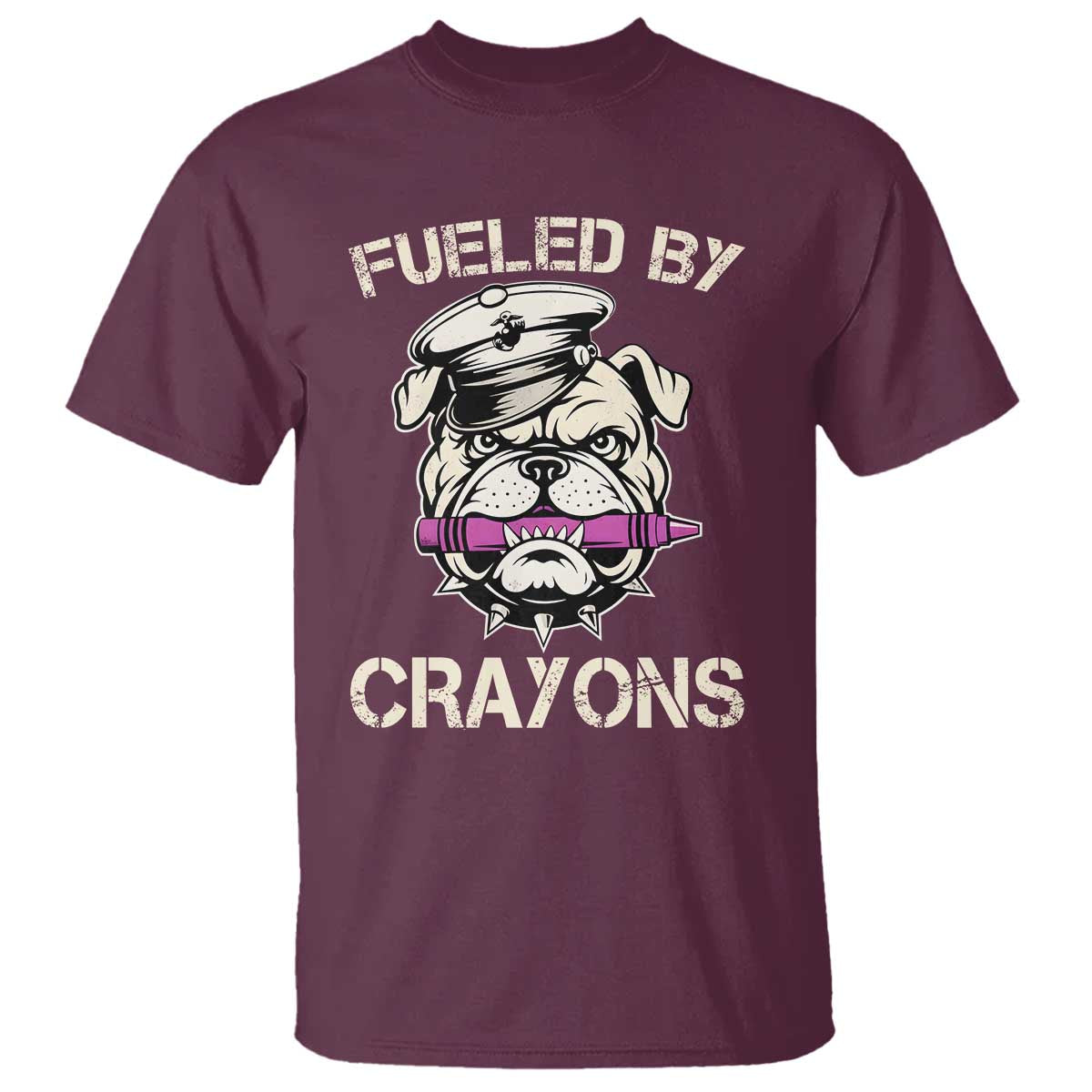 Fueled by Crayons Bulldog T Shirt Funny Military Crayon Eater Gift for Veterans - Wonder Print Shop