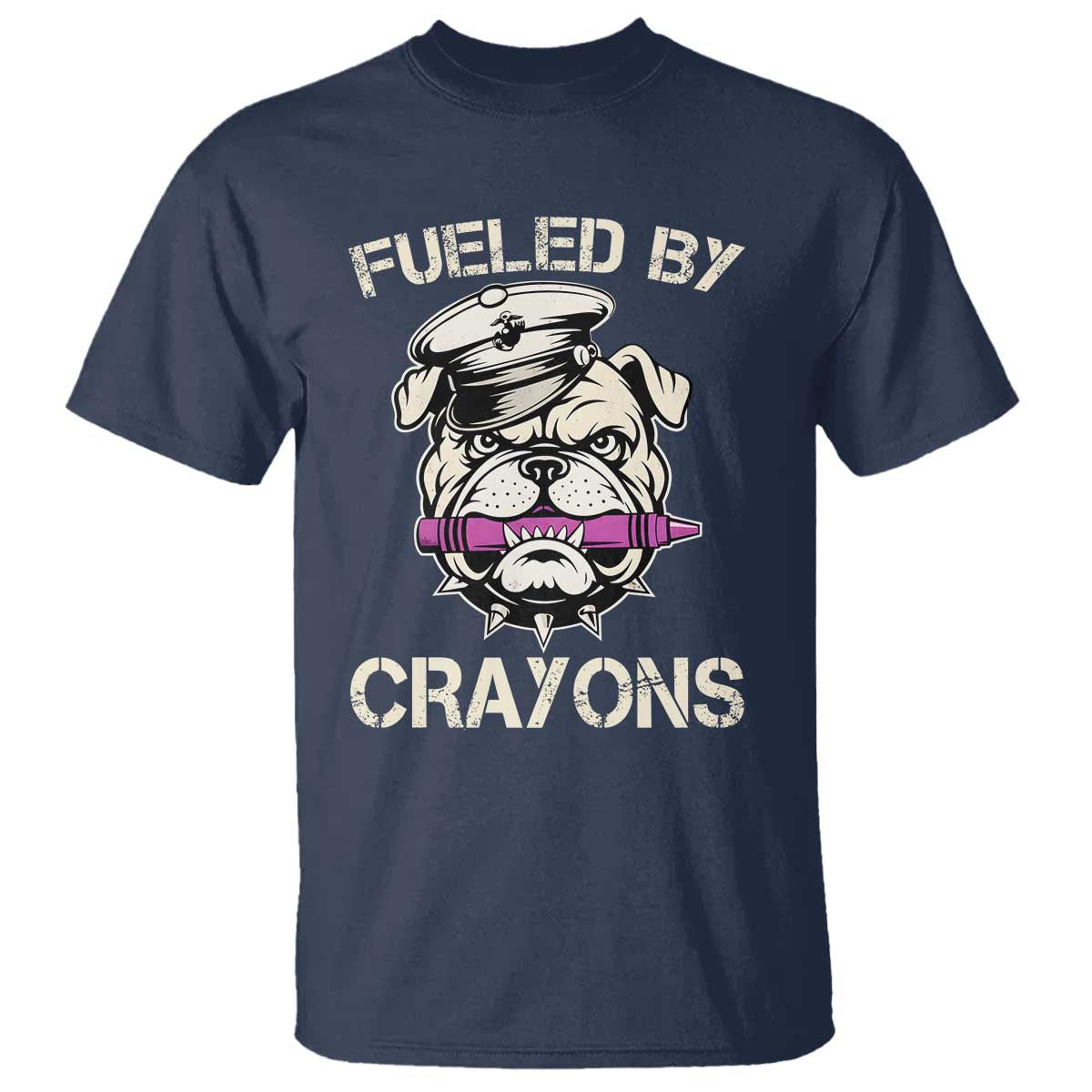 Fueled by Crayons Bulldog T Shirt Funny Military Crayon Eater Gift for Veterans - Wonder Print Shop