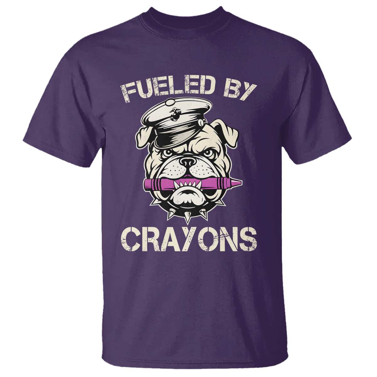 Fueled by Crayons Bulldog T Shirt Funny Military Crayon Eater Gift for Veterans - Wonder Print Shop
