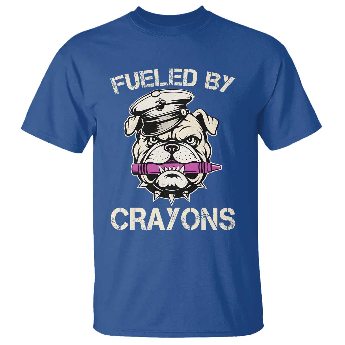 Fueled by Crayons Bulldog T Shirt Funny Military Crayon Eater Gift for Veterans - Wonder Print Shop