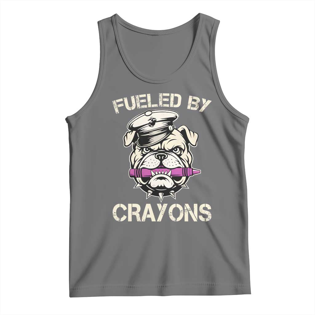 Fueled by Crayons Bulldog Tank Top Funny Military Crayon Eater Gift for Veterans - Wonder Print Shop