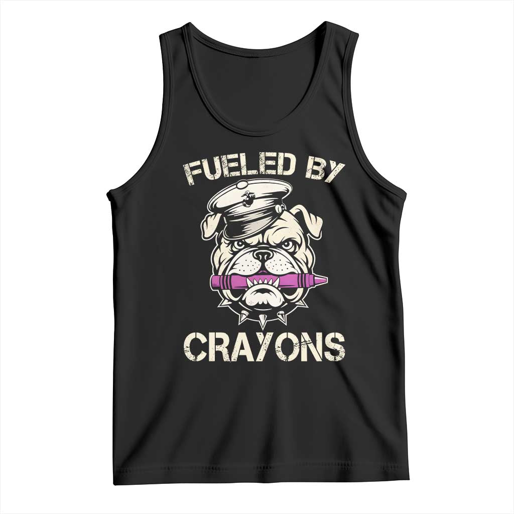 Fueled by Crayons Bulldog Tank Top Funny Military Crayon Eater Gift for Veterans - Wonder Print Shop