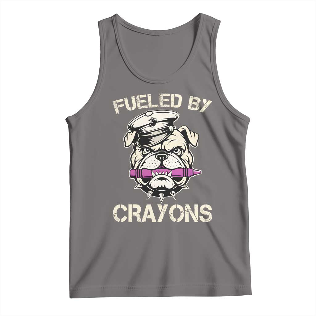 Fueled by Crayons Bulldog Tank Top Funny Military Crayon Eater Gift for Veterans - Wonder Print Shop