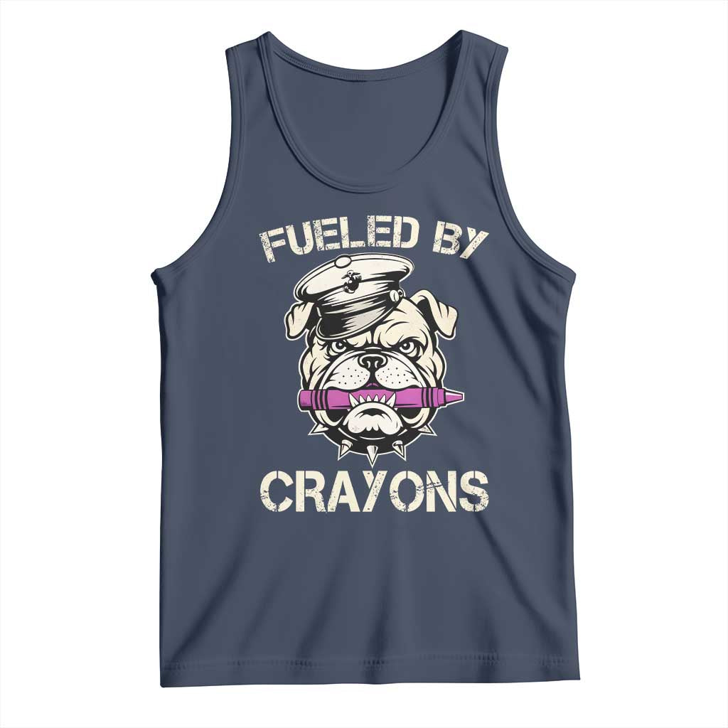 Fueled by Crayons Bulldog Tank Top Funny Military Crayon Eater Gift for Veterans - Wonder Print Shop