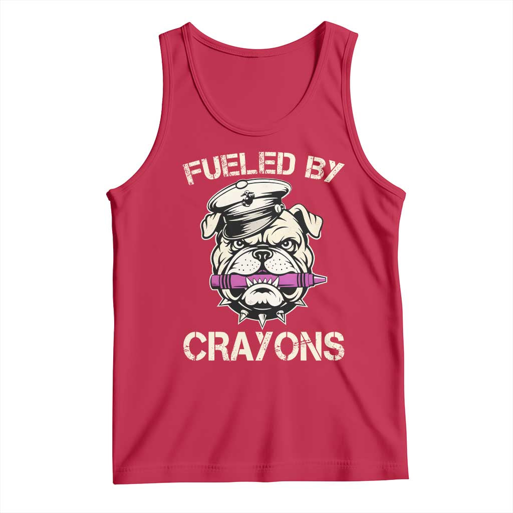 Fueled by Crayons Bulldog Tank Top Funny Military Crayon Eater Gift for Veterans - Wonder Print Shop
