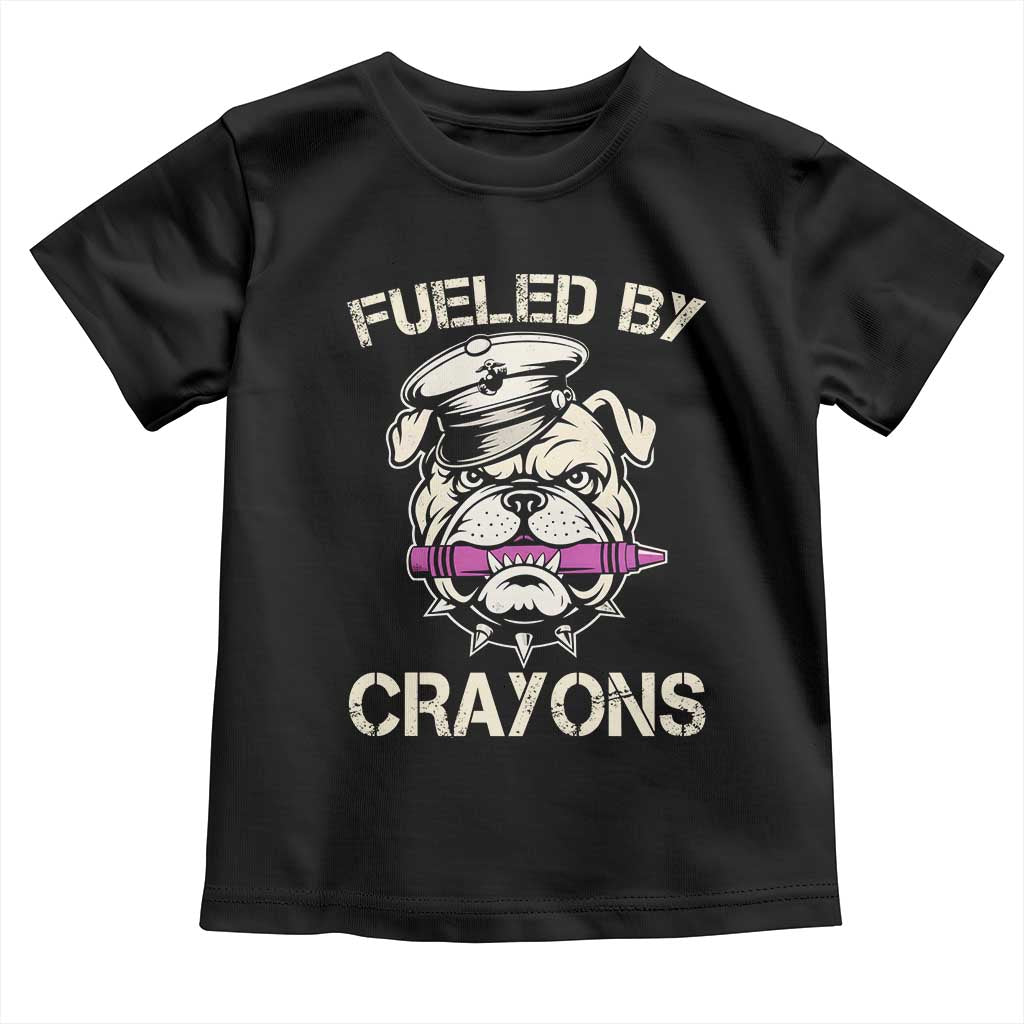 Fueled by Crayons Bulldog Toddler T Shirt Funny Military Crayon Eater Gift for Veterans - Wonder Print Shop