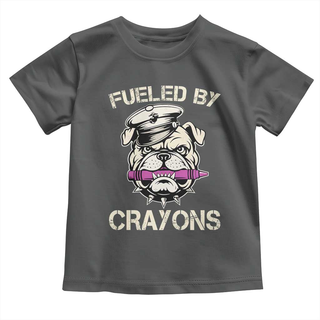 Fueled by Crayons Bulldog Toddler T Shirt Funny Military Crayon Eater Gift for Veterans - Wonder Print Shop