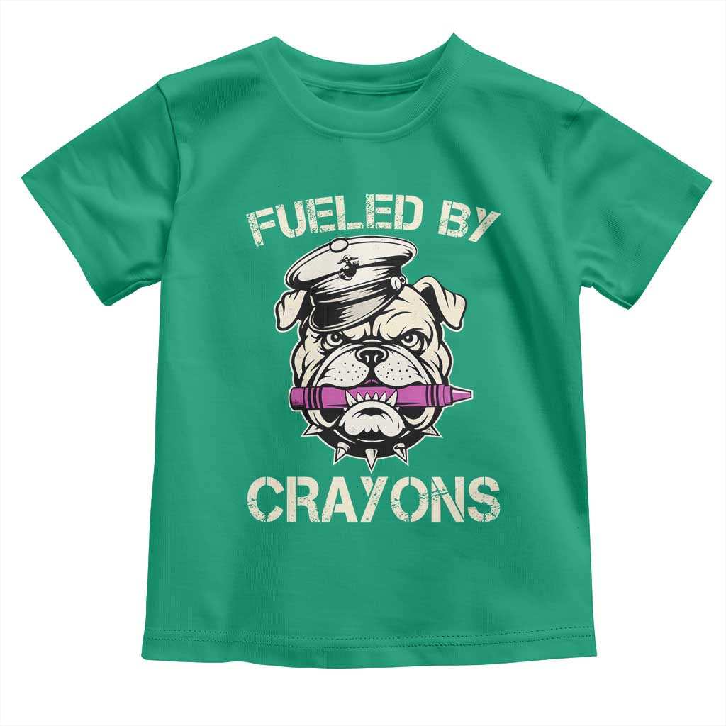 Fueled by Crayons Bulldog Toddler T Shirt Funny Military Crayon Eater Gift for Veterans - Wonder Print Shop