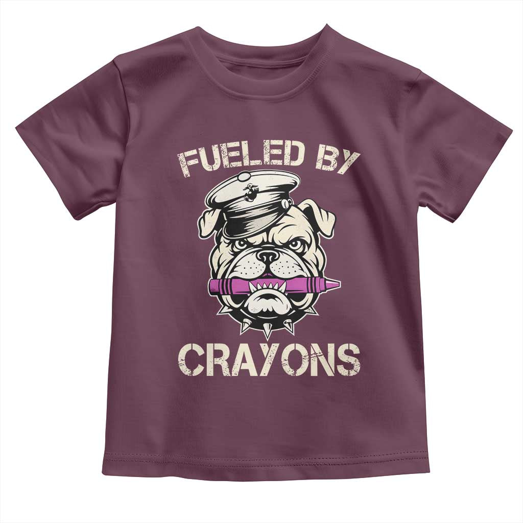 Fueled by Crayons Bulldog Toddler T Shirt Funny Military Crayon Eater Gift for Veterans - Wonder Print Shop