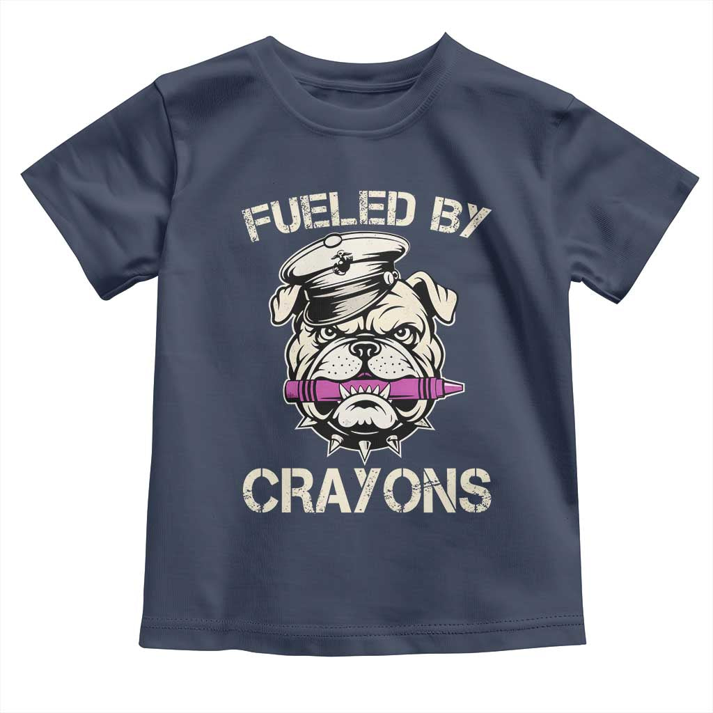 Fueled by Crayons Bulldog Toddler T Shirt Funny Military Crayon Eater Gift for Veterans - Wonder Print Shop