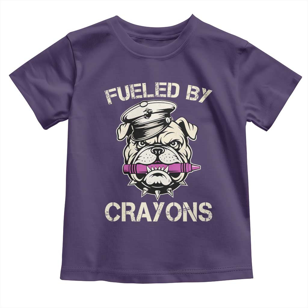 Fueled by Crayons Bulldog Toddler T Shirt Funny Military Crayon Eater Gift for Veterans - Wonder Print Shop