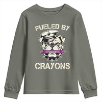 Fueled by Crayons Bulldog Youth Sweatshirt Funny Military Crayon Eater Gift for Veterans - Wonder Print Shop