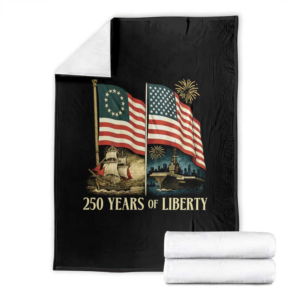 250 Years of Liberty Throw Blanket US 250th Anniversary Semiquincentennial 2026 Patriotic - Wonder Print Shop