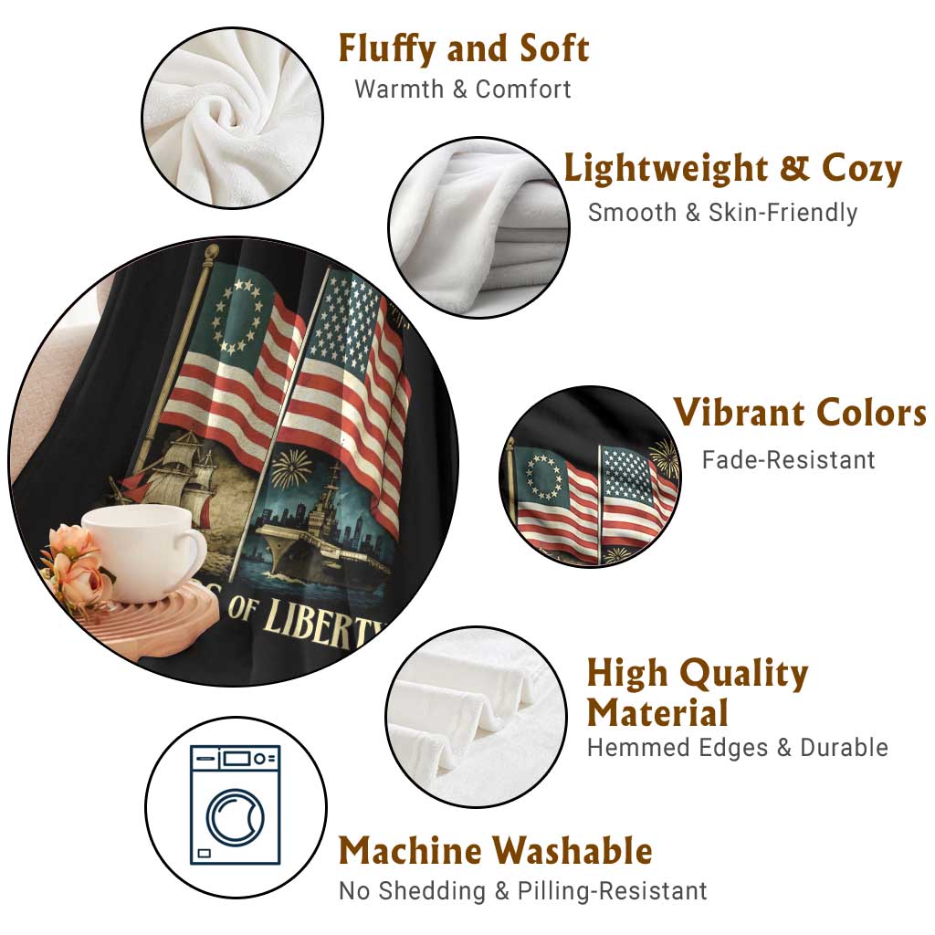 250 Years of Liberty Throw Blanket US 250th Anniversary Semiquincentennial 2026 Patriotic - Wonder Print Shop