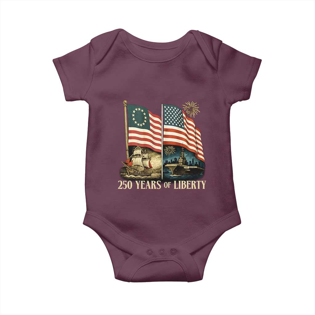 250 Years of Liberty Baby Onesie US 250th Anniversary Semiquincentennial 2026 Patriotic - Wonder Print Shop
