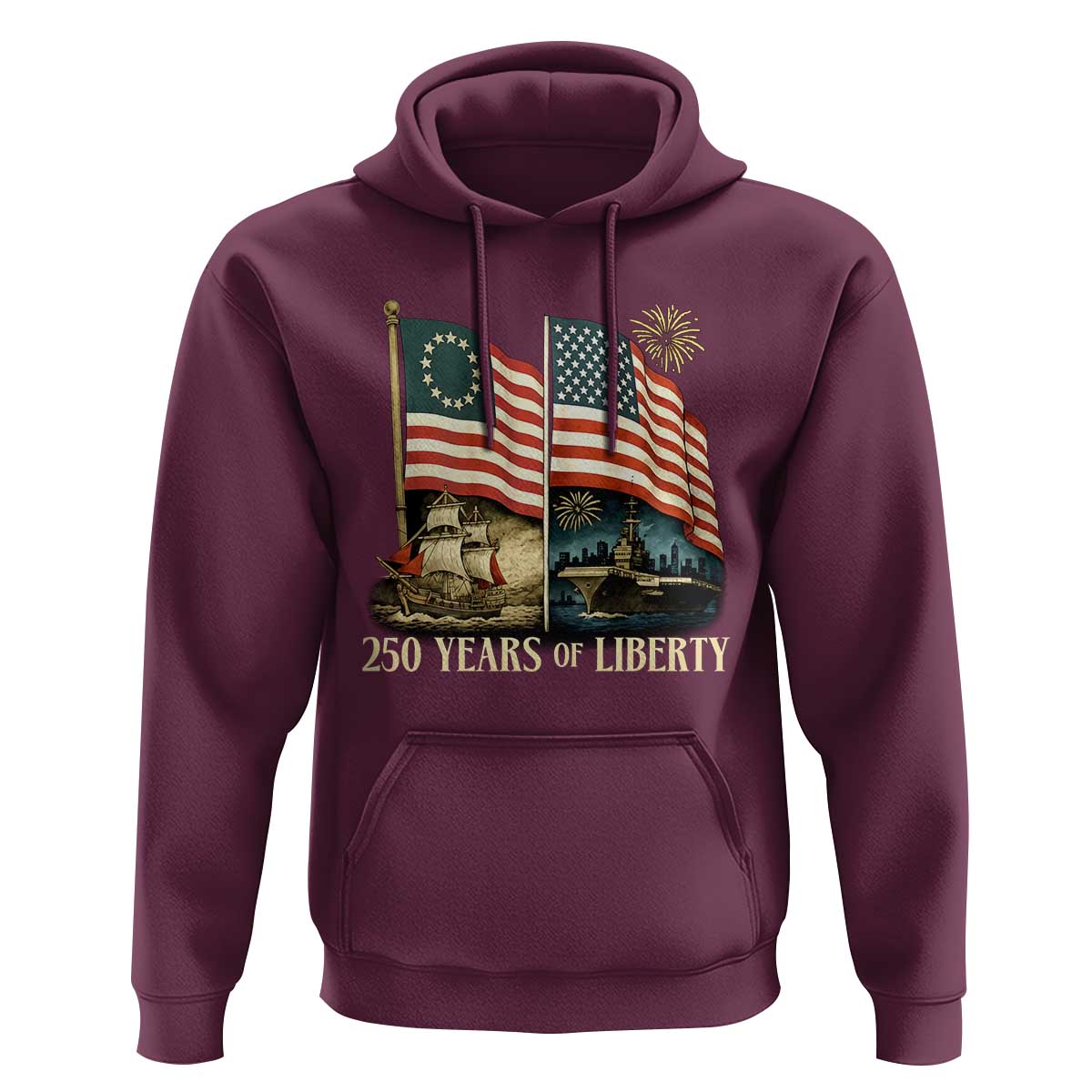 250 Years of Liberty Hoodie US 250th Anniversary Semiquincentennial 2026 Patriotic - Wonder Print Shop