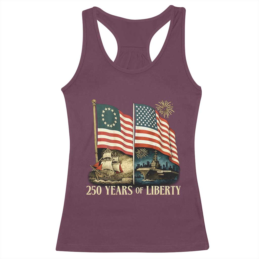 250 Years of Liberty Racerback Tank Top US 250th Anniversary Semiquincentennial 2026 Patriotic - Wonder Print Shop