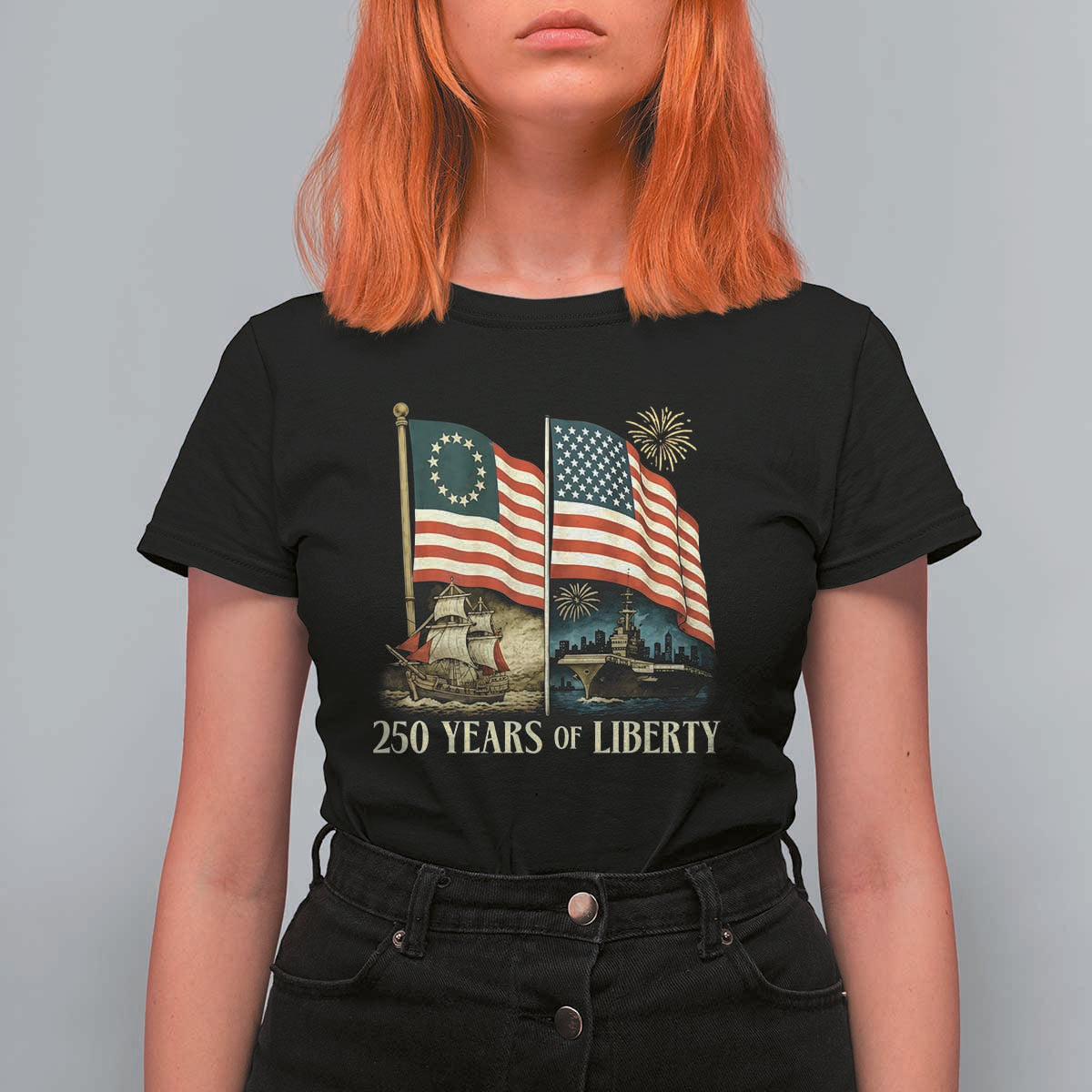 250 Years of Liberty T Shirt For Women US 250th Anniversary Semiquincentennial 2026 Patriotic - Wonder Print Shop