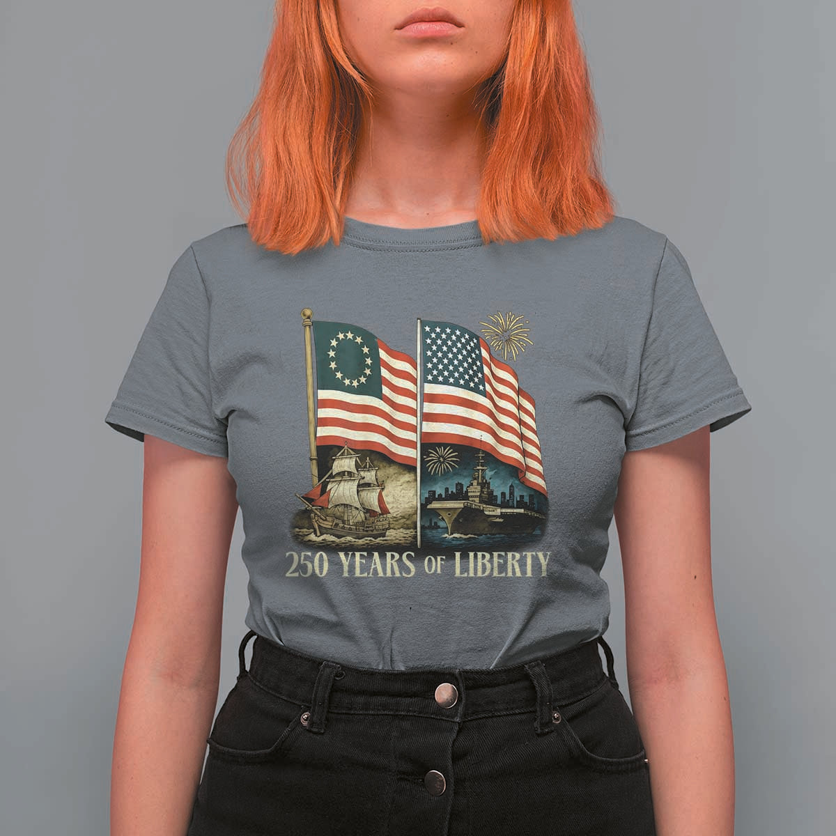 250 Years of Liberty T Shirt For Women US 250th Anniversary Semiquincentennial 2026 Patriotic - Wonder Print Shop