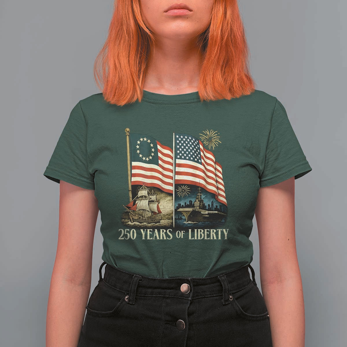 250 Years of Liberty T Shirt For Women US 250th Anniversary Semiquincentennial 2026 Patriotic - Wonder Print Shop