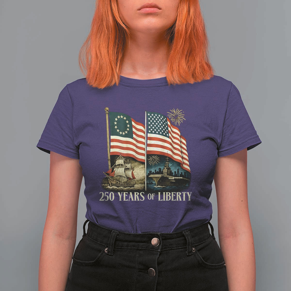 250 Years of Liberty T Shirt For Women US 250th Anniversary Semiquincentennial 2026 Patriotic - Wonder Print Shop